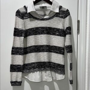 INC International Concepts Monochrome Knit Sweater with Collar